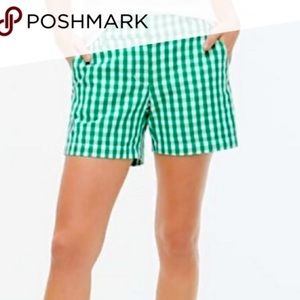 JCrew Green Gingham 5” Shorts